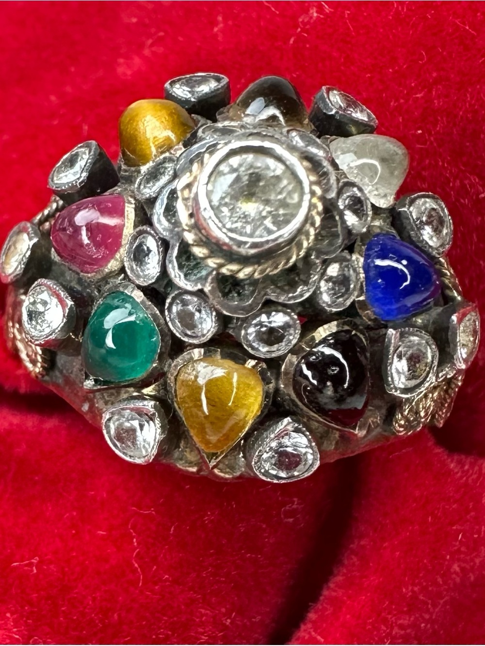Vtg 14k Thai Princess Harem Dome Ring Women’s Size 6.5 Multicolored gemstones